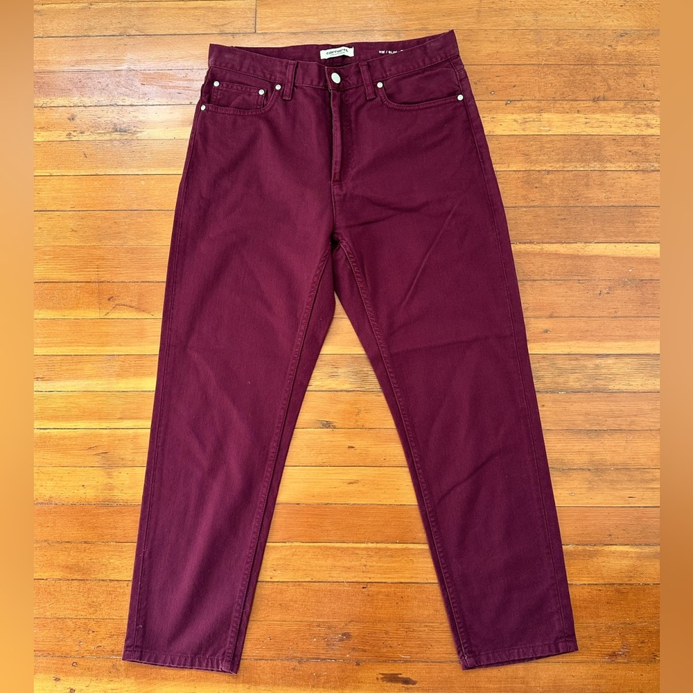 Women’s Carhartt WIP High Rise Skinny maroon denim size 30